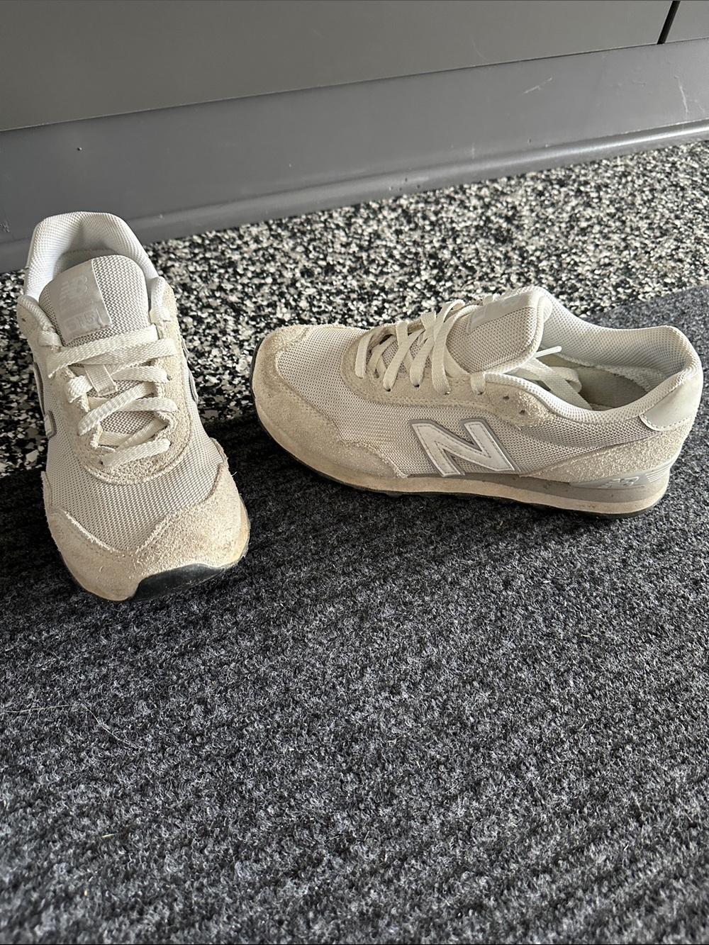 New Balance Light Beige Suede & Mesh Trainers